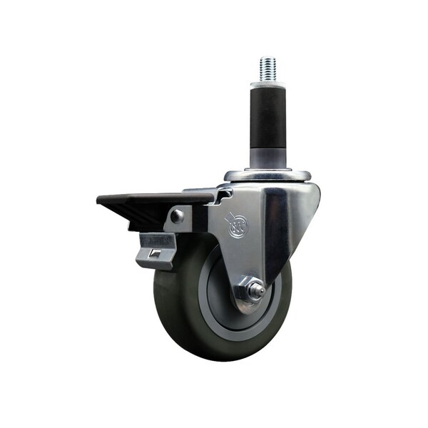 3.5'' Gray Poly Swivel 1-1/8'' Expanding Stem Caster with Brake